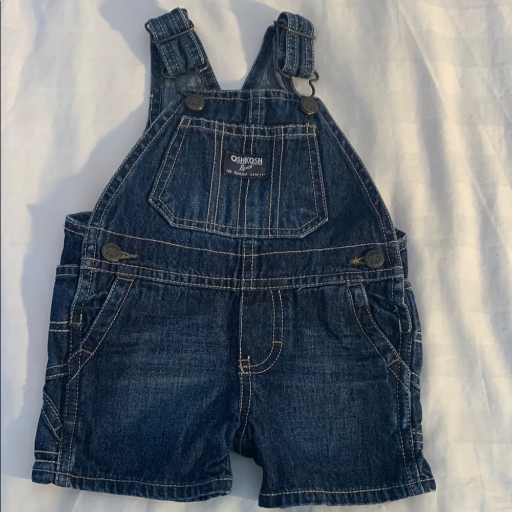 Osh Kosh classic denim shortalls shorts overalls in washed once conditiontion